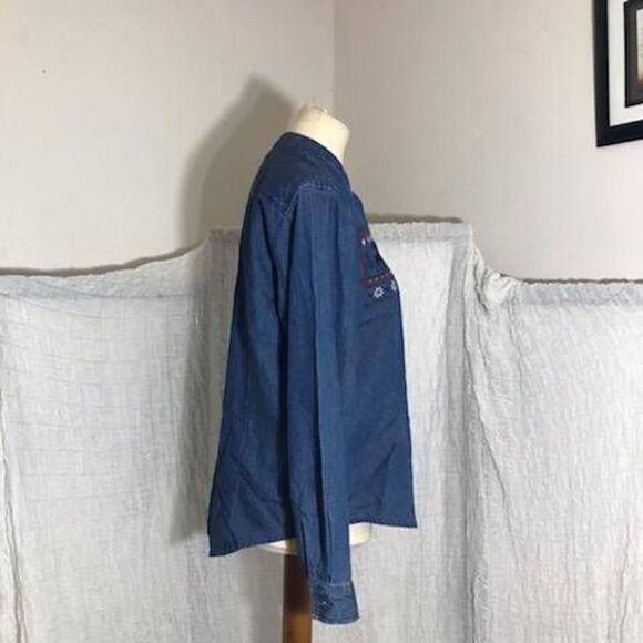 Bushwacker Vtg Christmas Denim Shirt Size M - Picture 4 of 9